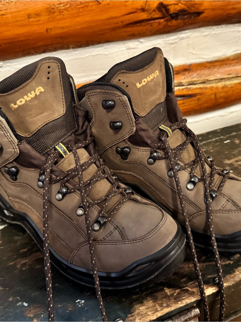 Lowa brown Renegade GTX boots.